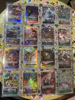 One Piece TCG 16 cards total Secret Rares! Multiple Sets! CCG Holo Artworks NM! - Image 1