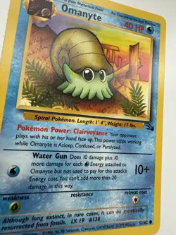Pokemon Omanyte Fossil vintage card #52/62 Wotc 1999 LP - Image 2