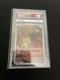 Team Rocket’s Meowth 203/182 ACE 10 GEM MINT Pokemon Card Illustration Rare - Image 1