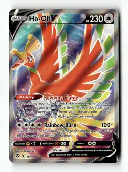 Ho-Oh V 187/195 Ultra Rare Silver Tempest Pokemon Near Mint - Image 1