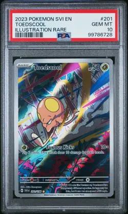 2023 POKEMON SVI EN-SCARLET & VIOLET ILLUSTRATION RARE #201 TOEDSCOOL PSA 10 - Image 1