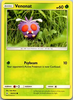 Venonat (10) 10/214 - SM - Unbroken Bonds Pokemon Common NM - Image 1
