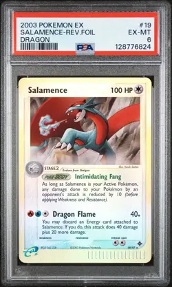 2003 POKEMON EX DRAGON #19 SALAMENCE-REVERSE FOIL PSA 6 - Image 1