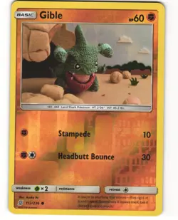 Gible Reverse Holo Pokemon TCG Unified Minds 112/236 LP - Image 1
