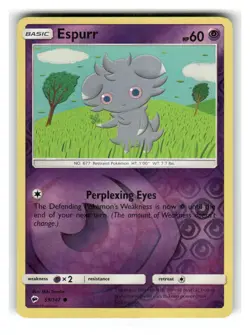 Espurr 59/147 Common Burning Shadows Pokemon Reverse Holo Lightly Played - Image 1