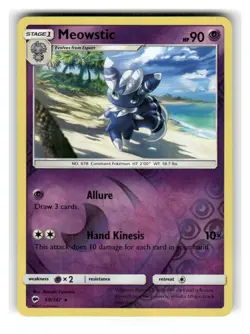 Meowstic 60/147 Rare Burning Shadows Pokemon Reverse Holo Lightly Played - Image 1