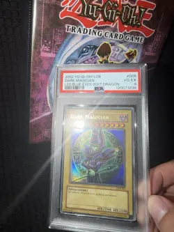 Yu-Gi-Oh Dark Magician Ultra Rare LOB-005 Legend of Blue Eyes Unlimited PSA 4 - Image 2