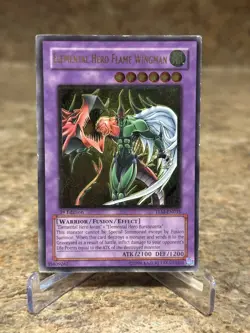 Yu-Gi-Oh! Elemental Hero Flame Wingman TLM-EN035 UTR 1st Edition Silver Stamp LP - Image 1