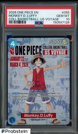 2026 One Piece EN College Basketball US Voyage #055 Monkey D Luffy PSA 10 - Image 1