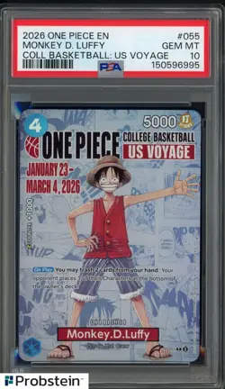 2026 One Piece EN College Basketball US Voyage #055 Monkey D Luffy PSA 10 - Image 1