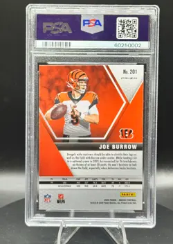 2020 Panini Mosaic Joe Burrow Reactive Gold #201 PSA MINT 9 - Image 2