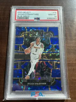2023-24 Julian Strawther /25 PSA 10 Select Prizm Blue Disco Rookie RC #78 Pop 5! - Image 1