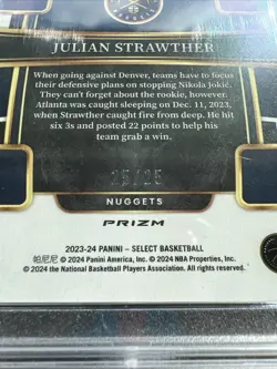 2023-24 Julian Strawther /25 PSA 10 Select Prizm Blue Disco Rookie RC #78 Pop 5! - Image 3
