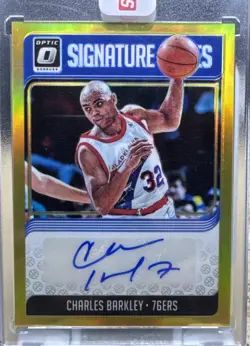 Charles Barkley 5/10 Gold Holo Auto 2018 19 Optic - Image 1