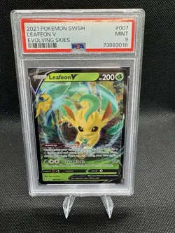 LEAFEON V #007 PSA 9 • 2021 POKEMON SWORD & SHIELD EVOLVING SKIES - Image 1