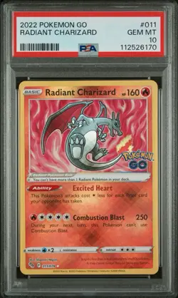 Pokemon Radiant Charizard Pokemon GO 011/078 PSA 10 Gem Mint - Image 1