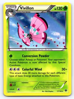 Vivillon 17/146 Holo Rare XY Pokemon Lightly Played - Image 1
