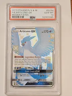 Pokemon TCG PSA 10 Shiny Articuno GX Full Art Holo Hidden Fates SV54/SV94 - Image 1