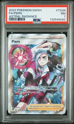 2022 POKEMON SWORD & SHIELD ASTRAL RADIANCE #TG28 FULL ART/PIERS PSA 7 - Image 1
