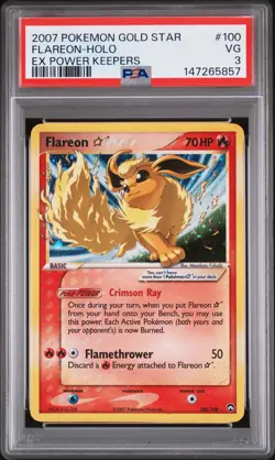 2007 POKEMON EX POWER KEEPERS GOLD STAR #100 FLAREON-HOLO PSA 3 - Image 1
