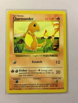 Pokemon TCG Charmander Card 46/102 Common Shadowless Base Set - Image 1