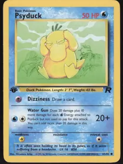 Psyduck 65/82 1st Edition Team Rocket Non-Holo Pokemon Card - VINTAGE - RARE NM - Image 1