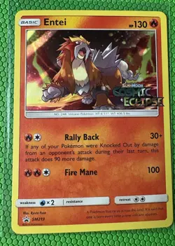 Pokemon Entei Black Star Stamped Pre-release Promo Cosmic Eclipse SM219 - Image 1