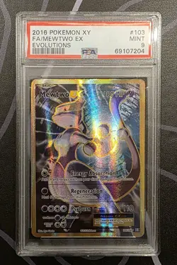 Pokemon Mewtwo EX Full Art Ultra Rare Holo Evolutions 103/108 PSA 9 180 HP - Image 1
