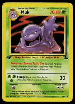 Pokemon Card - Muk Fossil 28/62 1st Edition Rare - Image 1