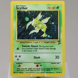 Pokemon TCG - Scyther 17/130 Base Set 2 Holo Rare WOTC 1999 - EXC - Image 2