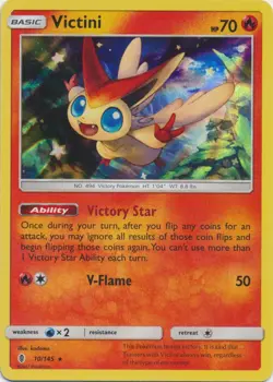 Pokemon - Victini - 10/145 - Holo Rare - Sun & Moon Guardians Rising - NM - Image 1