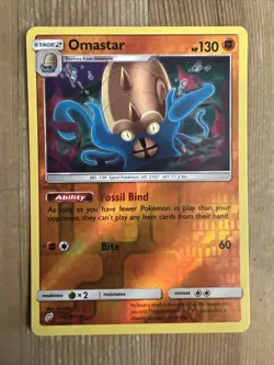 Pokemon TCG Omastar Sun & Moon - Team Up 76/181 Reverse Holo Holo Rare NM - Image 1