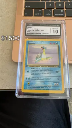 1999 Pokemon CGC 10 Gem Mint Lapras Fossil 1st Edition Holo 10/62 - Image 1