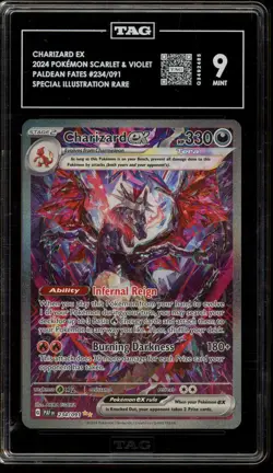 Pokemon Charizard ex Paldean Fates Special Illustration Rare #234 TAG 9 Mint - Image 1