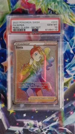 pokemon sonia rebel clash secret rare full art #203 psa 10 gem mint - Image 1