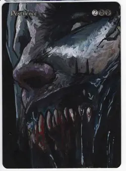 Pestilence Altered Art Magic The Gathering Mtg Hand Painted Card - Image 1