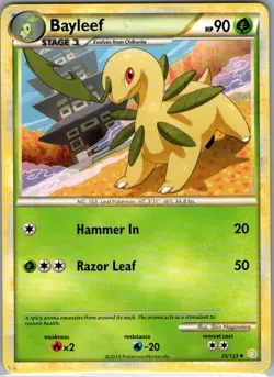 Bayleef 35/123 Non Holo HeartGold SoulSilver - Pokemon Card - NM - Image 1