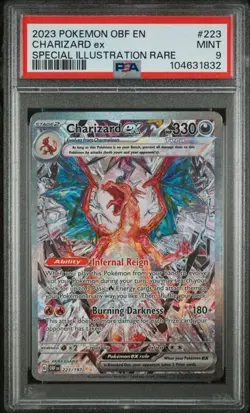 Pokemon TCG Scarlet & Violet Obsidian Flames Charizard EX Card 223/197 PSA 9 - Image 1
