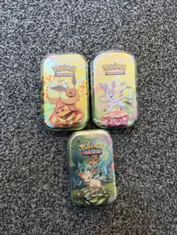 Pokemon TCG Prismatic Evolutions Mini Tins x3 - Sylveon & Flareon & Leafeon - Image 1