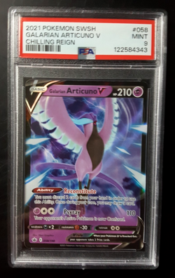 2021 POKEMON SWSH CHILLING REIGN ULTRA RARE #058 GALARIAN ARTICUNO V PSA 9 MINT - Image 1