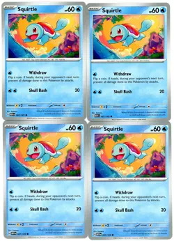 4x Pokemon TCG Squirtle 007/165 Scarlet & Violet 151 Regular Common Playset - Image 1