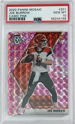 Joe Burrow 2020 Mosaic Pink Camo RC PSA 10 GEM MINT Bengals 🔥 Rookie #201 - Image 1