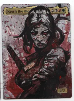 Kresh the Bloodbraided Altered Art Magic The Gathering Mtg Hand Painted Card - Image 1