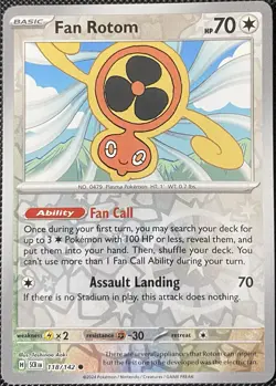 Fan Rotom 118/142 Sv07: Stellar Crown Reverse Holo - Pokemon Card - Image 1