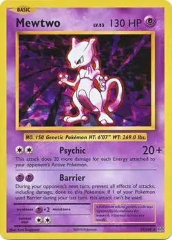 Heavily Played Mewtwo - 51/108 - Cracked Ice Holo Theme Deck Exclusive Pokemon D - Image 1