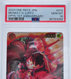 One Piece PSA 10 Gem Mint 2023 Monkey D Luffy 1st Anniversary Japanese OP05-012 - Image 2