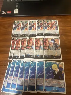 Bandai One Piece Card Game Character Monkey D. Luffy & Sanji Lot x19 cards - Image 1