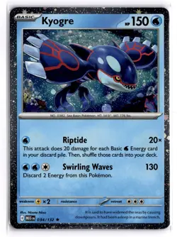 Kyogre (Cosmos Holo) Rare Miscellaneous Cards & Products 034/132 NM - Image 1