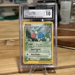 Pokemon TCG Roselia EX Dragon Holo Rare Card 9/97 CGC 10 SWIRL - Image 1