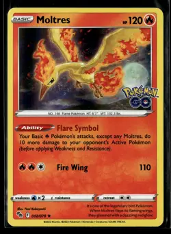 Moltres 012/078 Holofoil Pokemon GO NM - Image 1
